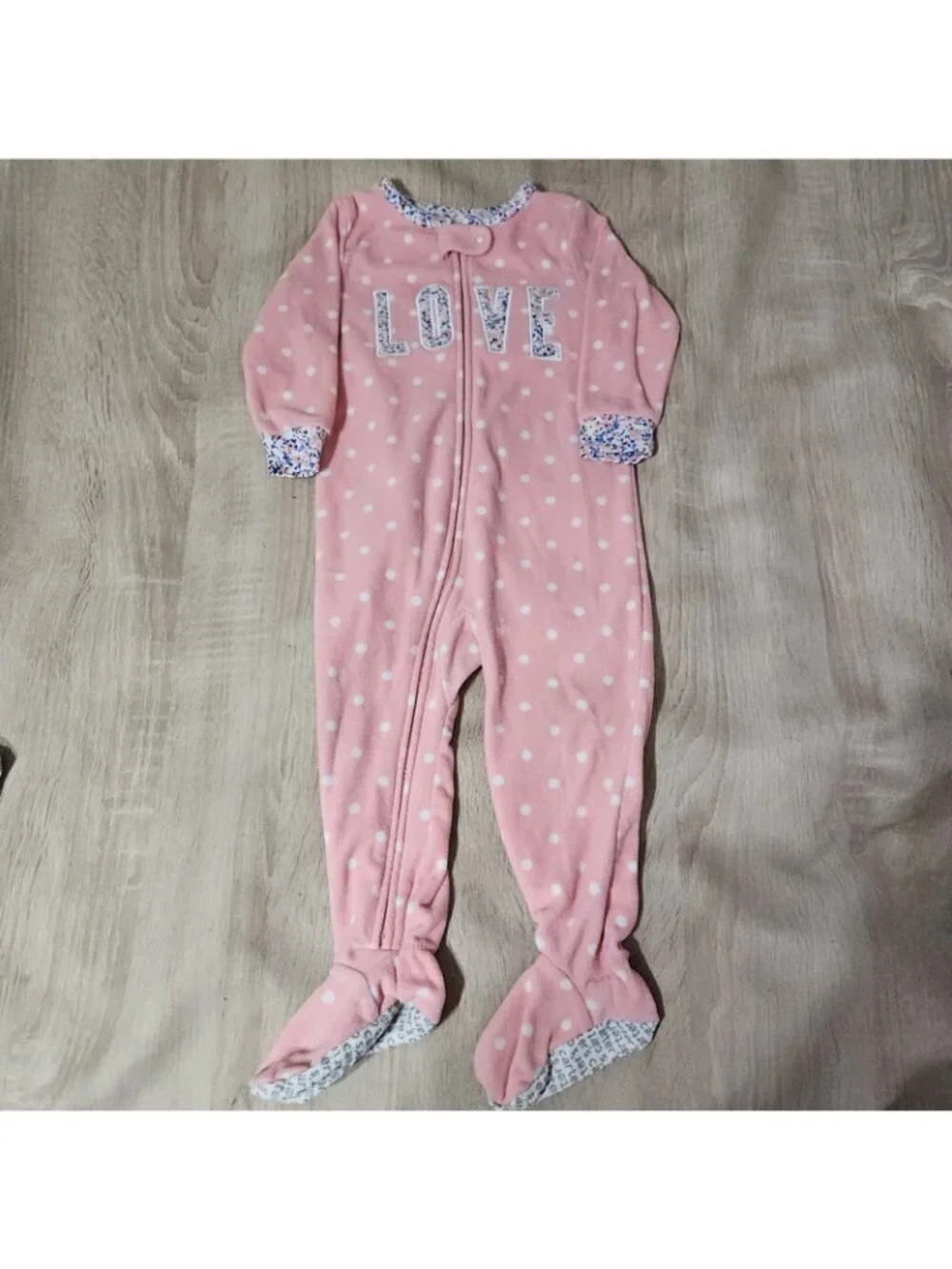 Lot Of 3 Fleece Footed Pajamas Pjs Girls Size 18 Months Carters Cozy Pig Love